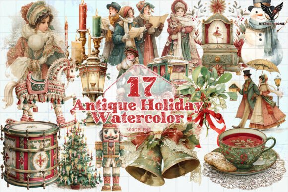 Download Antique Holiday Watercolor Illustration - Watercolor Collection