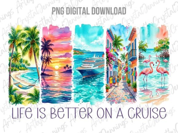 Download Cruise Ship Vacation Watercolor PNG - Watercolor Collection