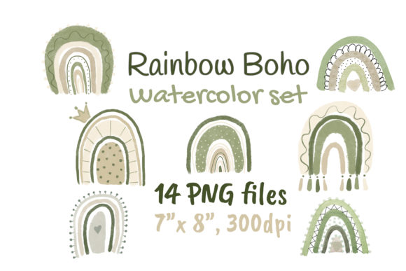 Download Neutral Rainbow Boho Watercolor Clipart - Watercolor Collection