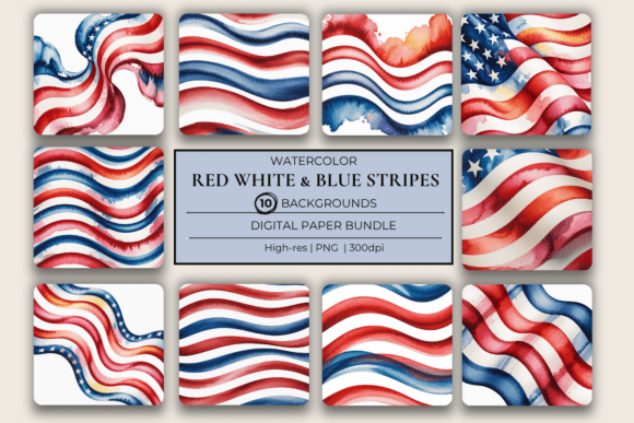 Download USA Watercolor Stripes Red White &amp; Blue - Watercolor Collection