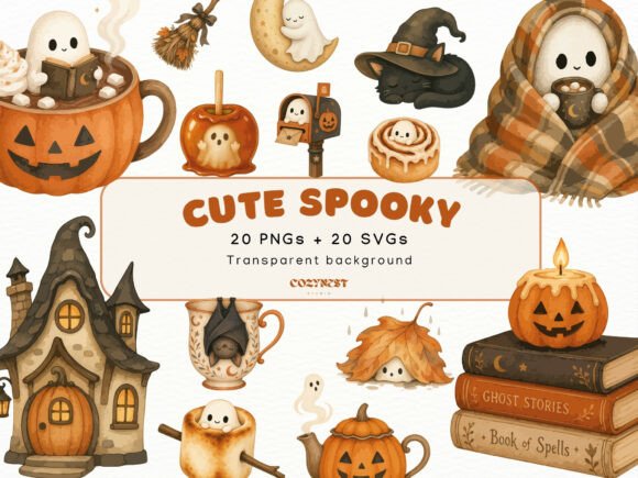 Download Cute Spooky Watercolor Clipart Halloween - Watercolor Collection