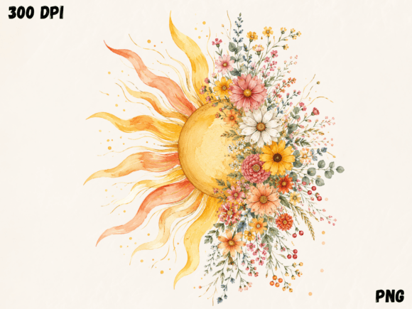 Download Floral Sunshine Watercolor PNG, Summer S - Watercolor Collection