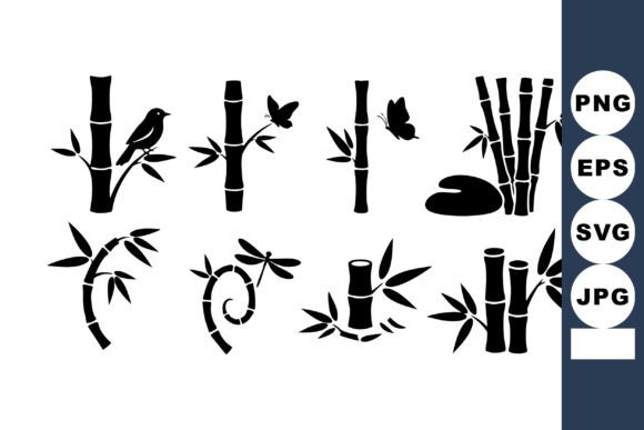 Download Bamboo Silhouettes with Birds Butterflie - Butterflie Collection