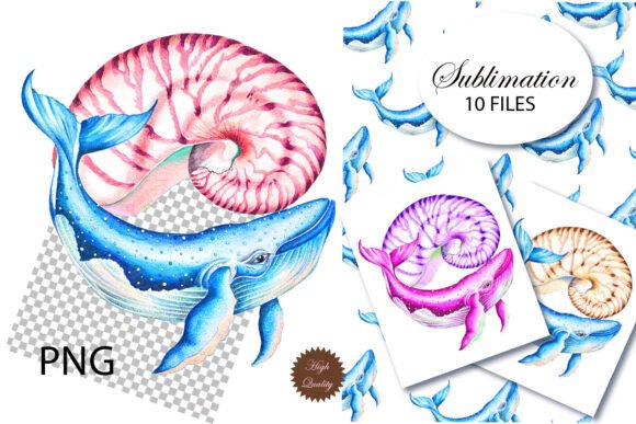 Download Sublimation Watercolor Whale, Png - Watercolor Collection
