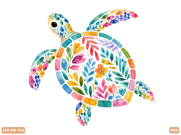 Download Floral Sea Turtle Watercolor PNG - Watercolor Collection