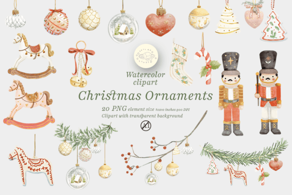 Download Watercolor Christmas Ornaments Clipart - Watercolor Collection