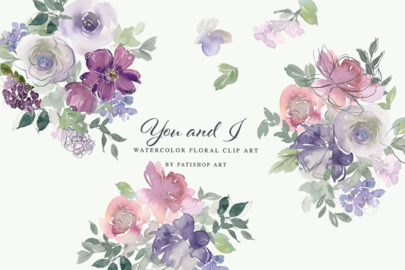 Download Watercolor Blush Purple Floral Graphics - Watercolor Collection