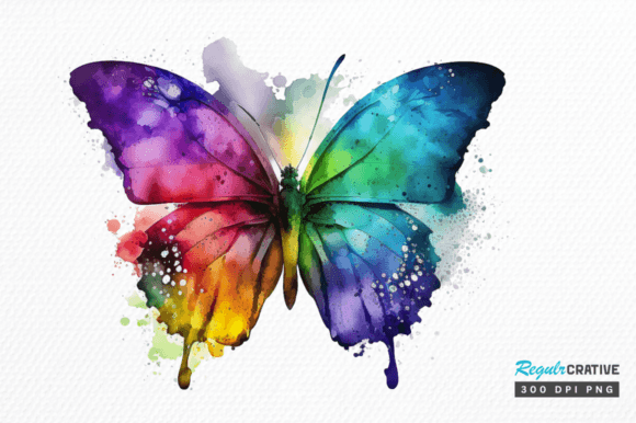 Download Watercolor Rainbow Butterflie Clipart - Premium Resources
