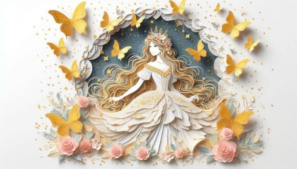 Download Princess with Floating Golden Butterflie - Butterflie Collection