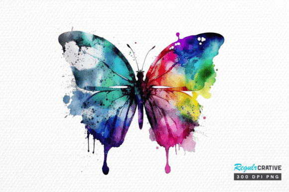 Download Watercolor Rainbow Butterflie Clipart - Premium Resources